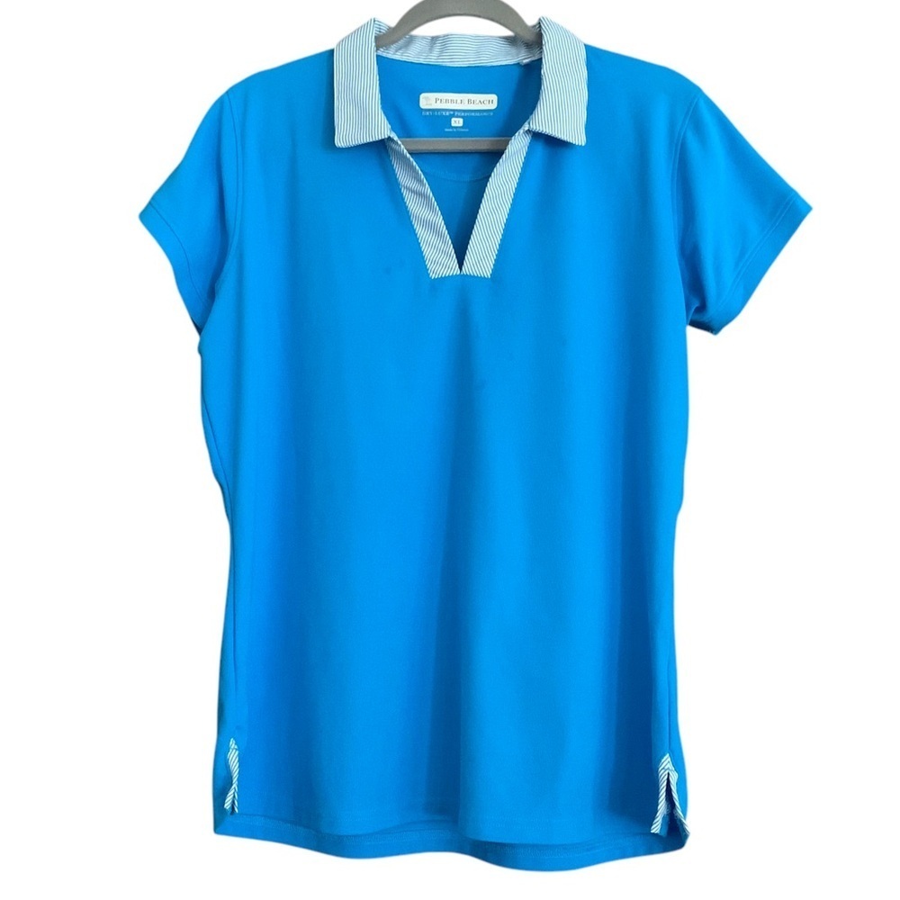 Pebble Beach Womens Dry Lux SPF Performance Blue Golf Polo Sz XL